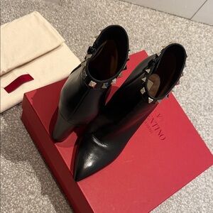 Valentino Black Ankle Boots with Silver Studs